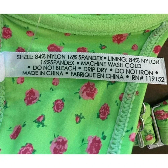 NWT Urban Outfitters Out From Under Bikini Top Green Pink Floral Small S New - Picture 5 of 5